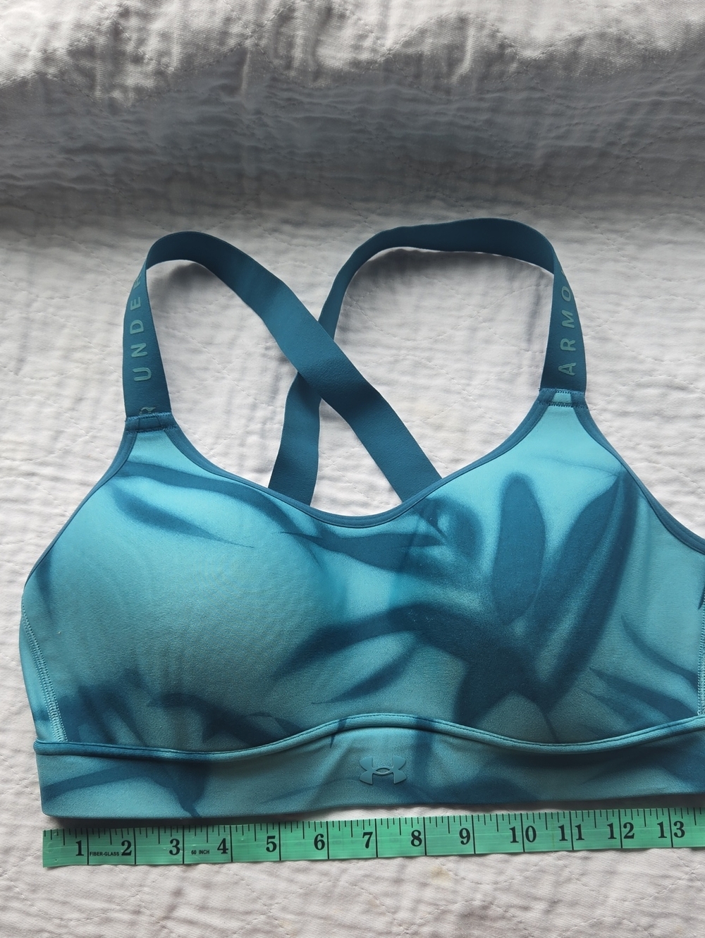Under Armour Crossback Blue Printed Sports Bra, sM